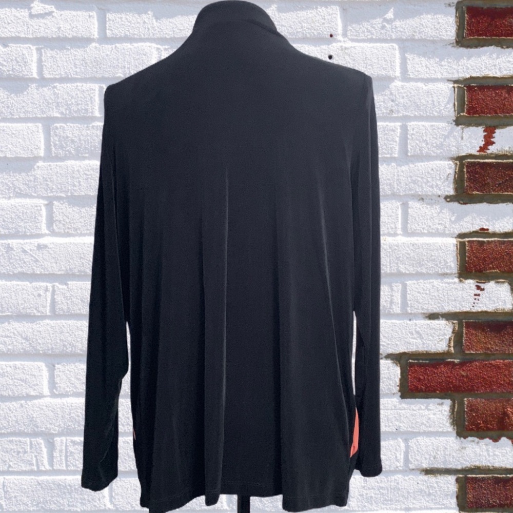 Citi Knit Black Wrinkle Resistant Zip Up Coral Accent Plus Jacket - Picture 3 of 12